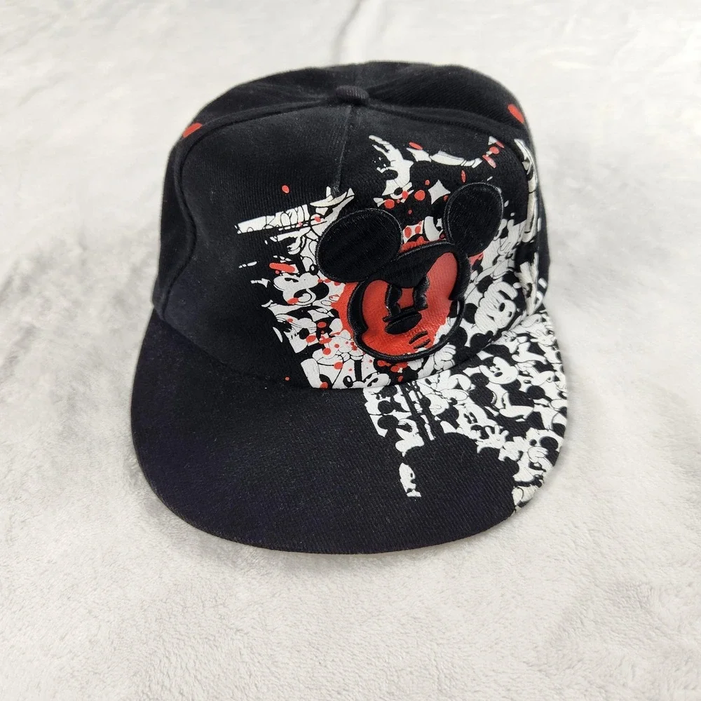 Disney Parks Mickey Mouse Hat Cap Fitted Youth One Size Black Graphic Boys